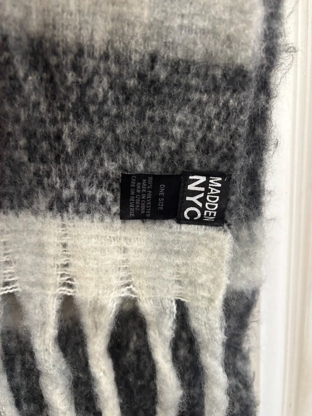 Madden NYC Black & White Fringe Scarf